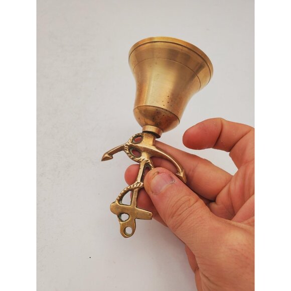 Vintage Brass Hand Bell - Handheld Solid Brass Bell with Charming Tone -… - Picture 7 of 7